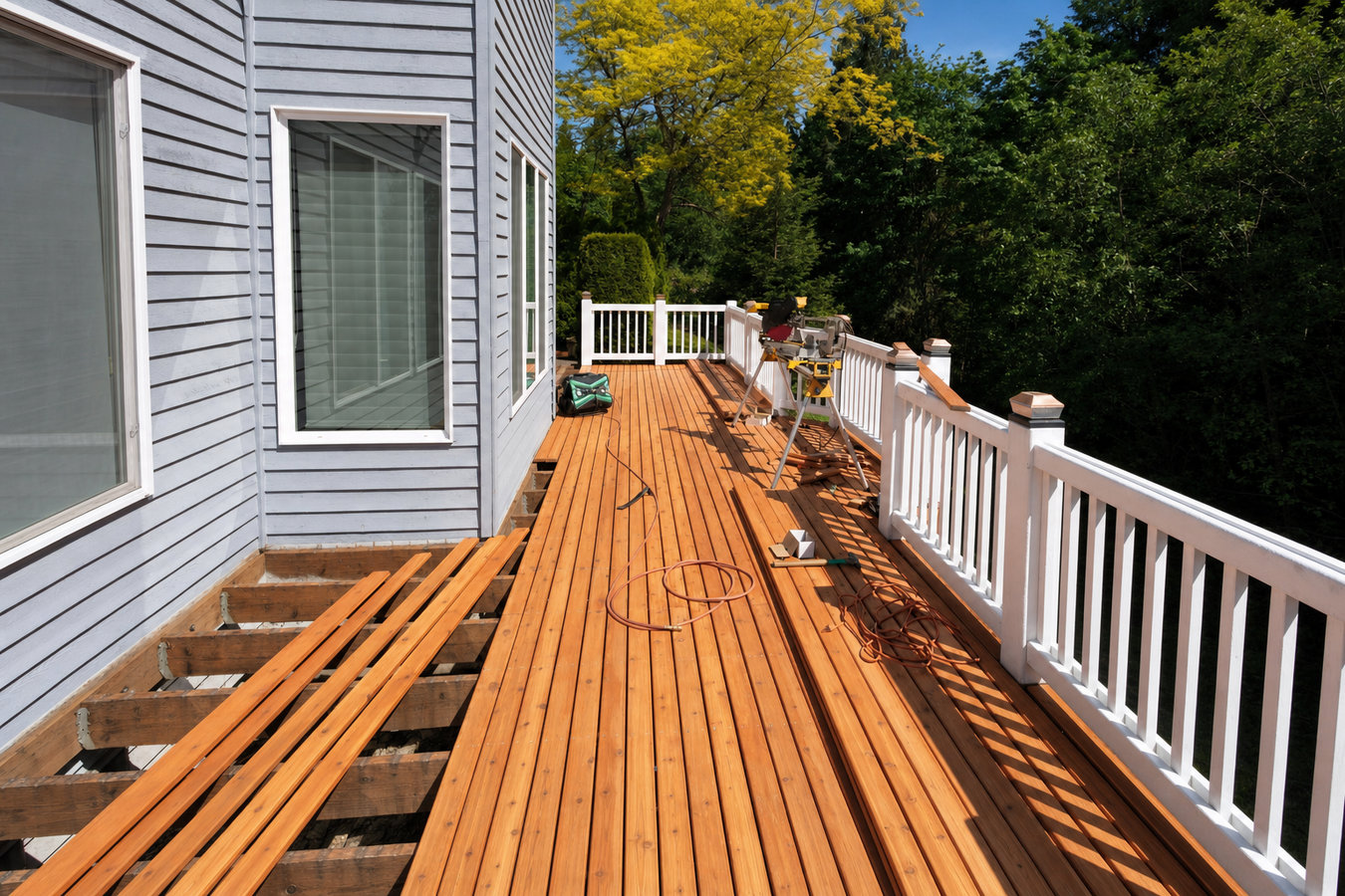 Cedar wood deck construction in Palm Beach Gardens, FL